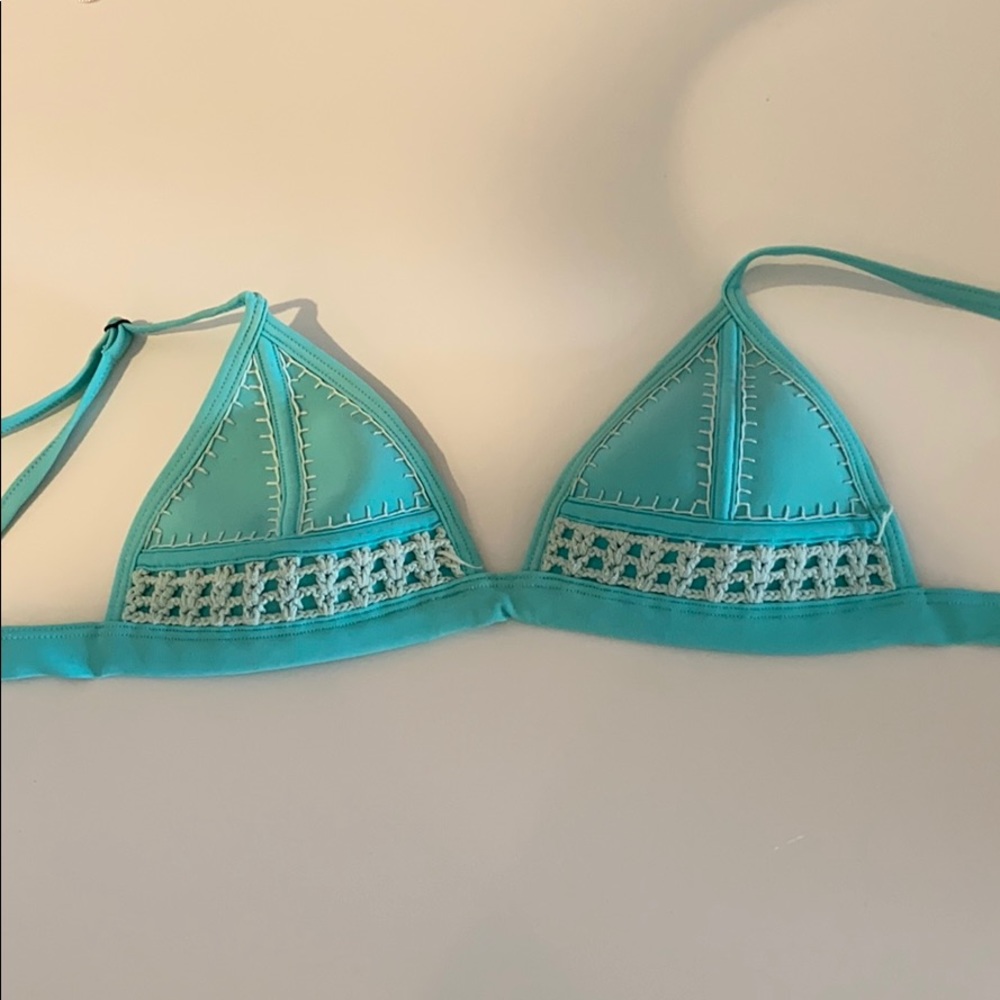 CROCHET TRIANGL TOP IN TURQUOISE